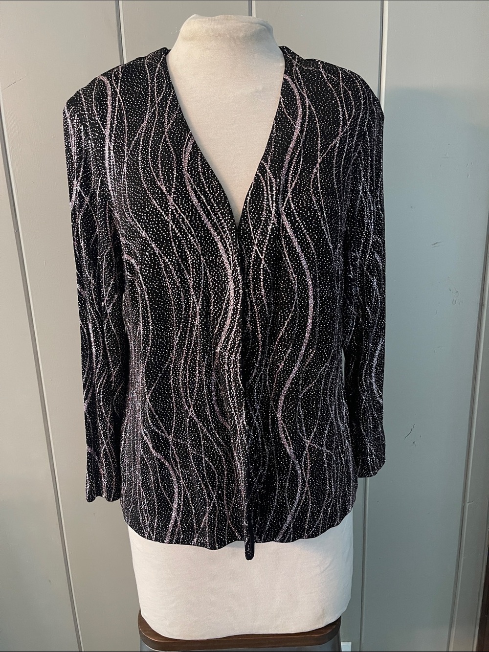 Vtg  Ronni Nicole Evening Jacket Black Pink Sparkle Retro Glam Club Corporate